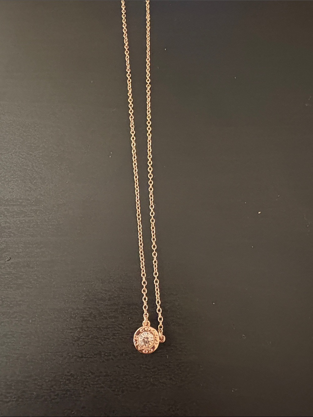 Coach Rose Gold Pendant Necklace with Sparkling Accent